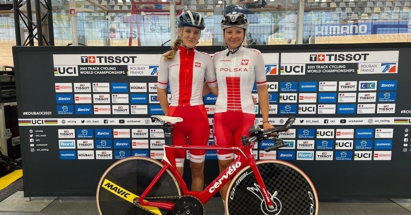 Patrycja Lorkowska i Karolina Karasiewicz podczas Torowych Mistrzostwach Świata w Roubaix 