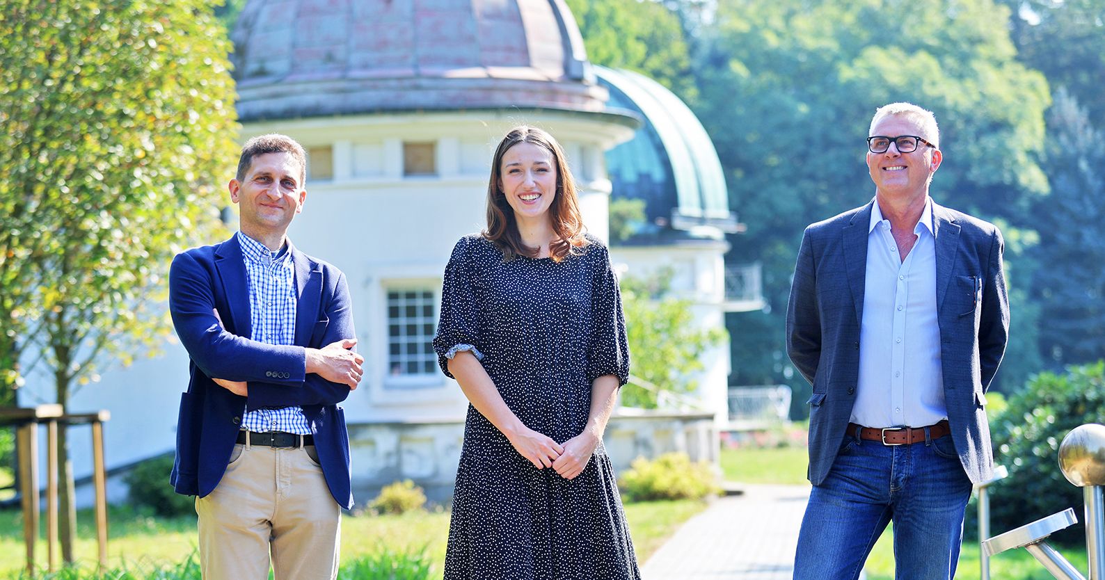 Dr habil. Gracjan Maciejewski, NCU Prof., Julia Sierzputowska, astronomy student and prof. dr habil. Andrzej Niedzielski 