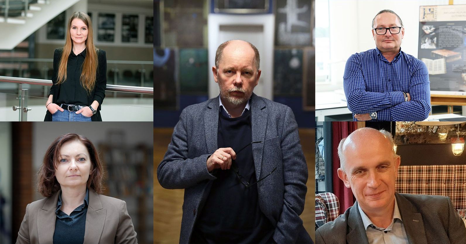 Dr Alicja Barnicka, dr hab. Inga Głuszek, prof. UMK, dr hab. Mirosław Supruniuk, dr hab. Juliusz Raczkowski, prof. UMK i dr hab. Paweł Hanczewski, prof. UMK Kolaż złożony z pięciu zdjęć naukowców, którzy otrzymali Stypendia Lanckorońskich