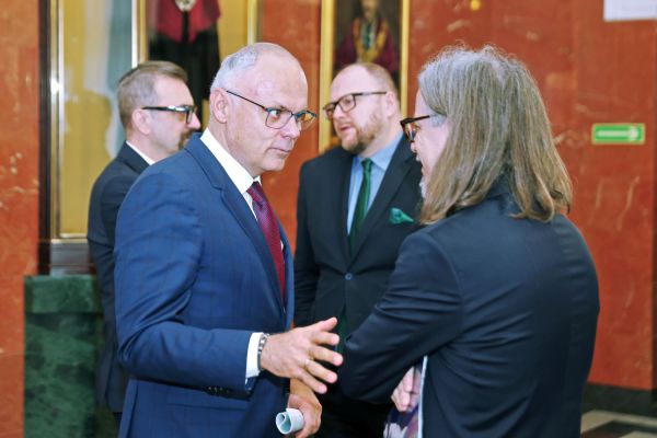 Konferencja prasowa nt finansowania ministerialnego (Collegium Maximum, 2.12.2024) [fot. Andrzej Romański] Kliknij, aby powiększyć zdjęcie