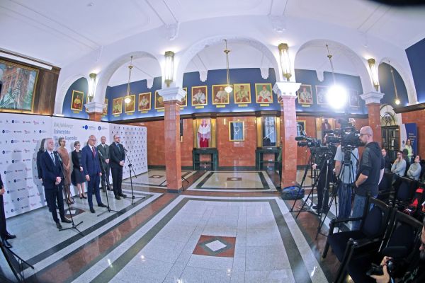 Konferencja prasowa nt finansowania ministerialnego (Collegium Maximum, 2.12.2024) [fot. Andrzej Romański] Kliknij, aby powiększyć zdjęcie