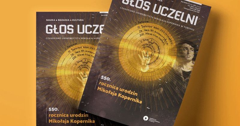  Dwie okładki najnowszego numeru "Głosu Uczelni". Na okładce widać Mikołaja Kopernika i jego szkic dotyczący teorii heliocentrycznej