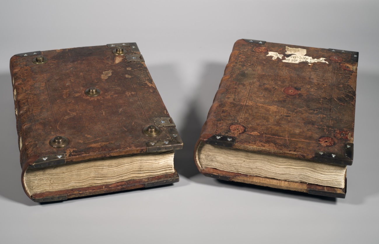 Only 17 copies of the Gutenberg Bible have survived to this day as complete two-volume sets – pictured here is the Pelplin copy