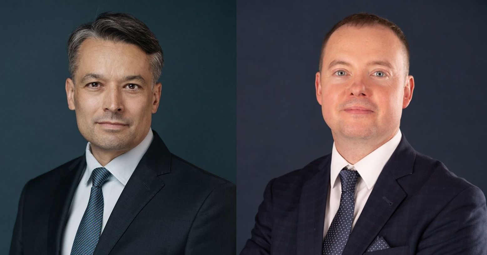 A side-by-side collage of two male portraits