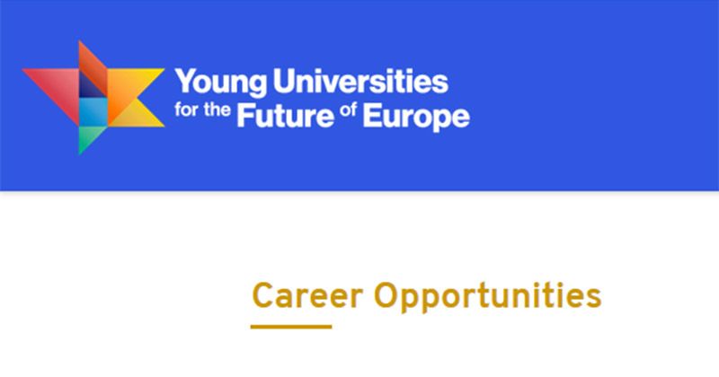  Na górze grafiki jest logo YUFE, niżej widać żółty napis Career Opportunities